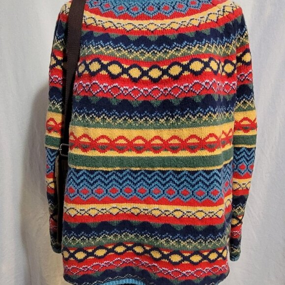 HANDKNIT COZY STRIPED LONG-SLEEVE SWEATER JUMPER L XL - Picture 3 of 8